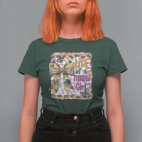 Funny Mardi Gras Throw Girl Life T Shirt For Women Coquette Bow Carnival