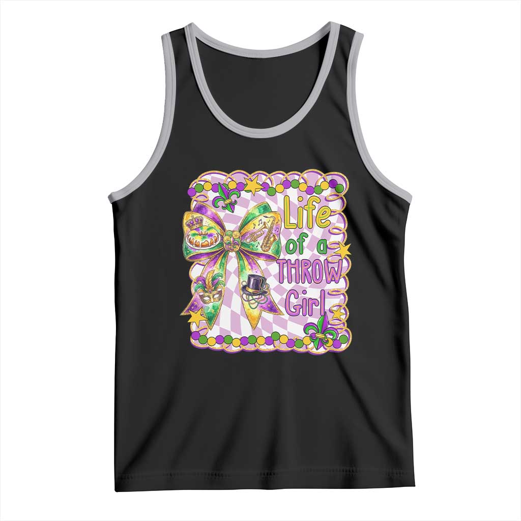 Funny Mardi Gras Throw Girl Life Tank Top Coquette Bow Carnival