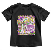 Funny Mardi Gras Throw Girl Life Toddler T Shirt Coquette Bow Carnival