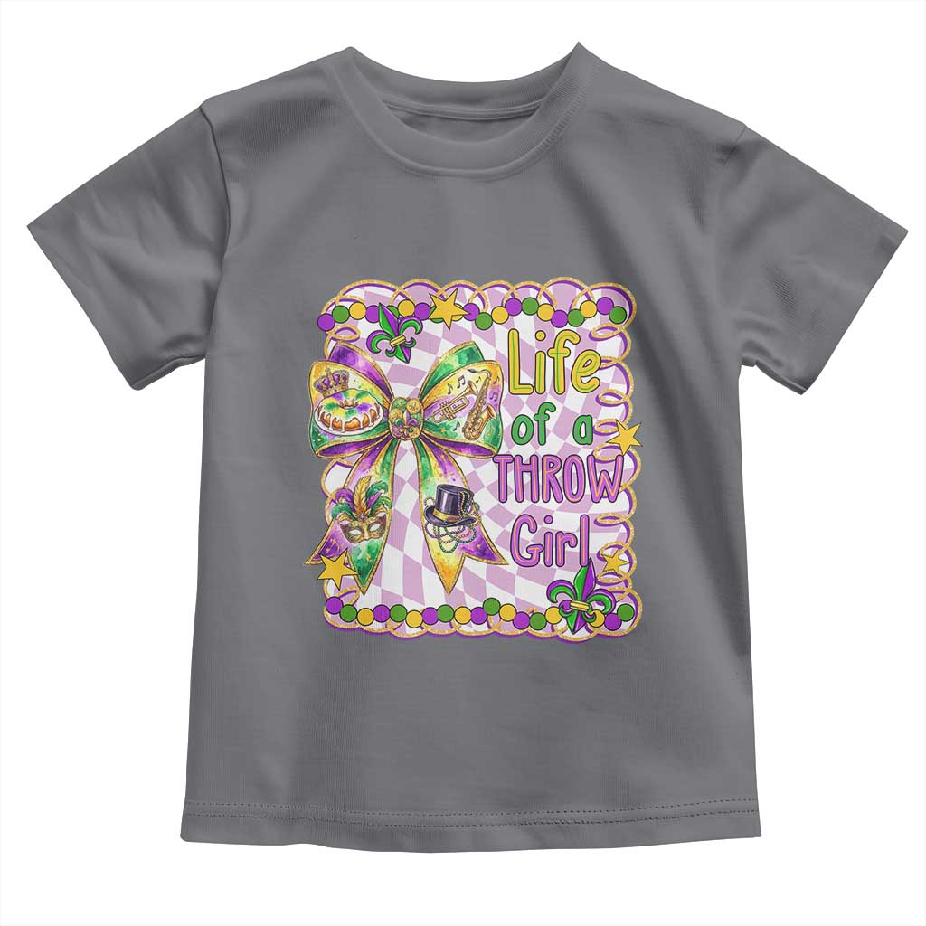 Funny Mardi Gras Throw Girl Life Toddler T Shirt Coquette Bow Carnival