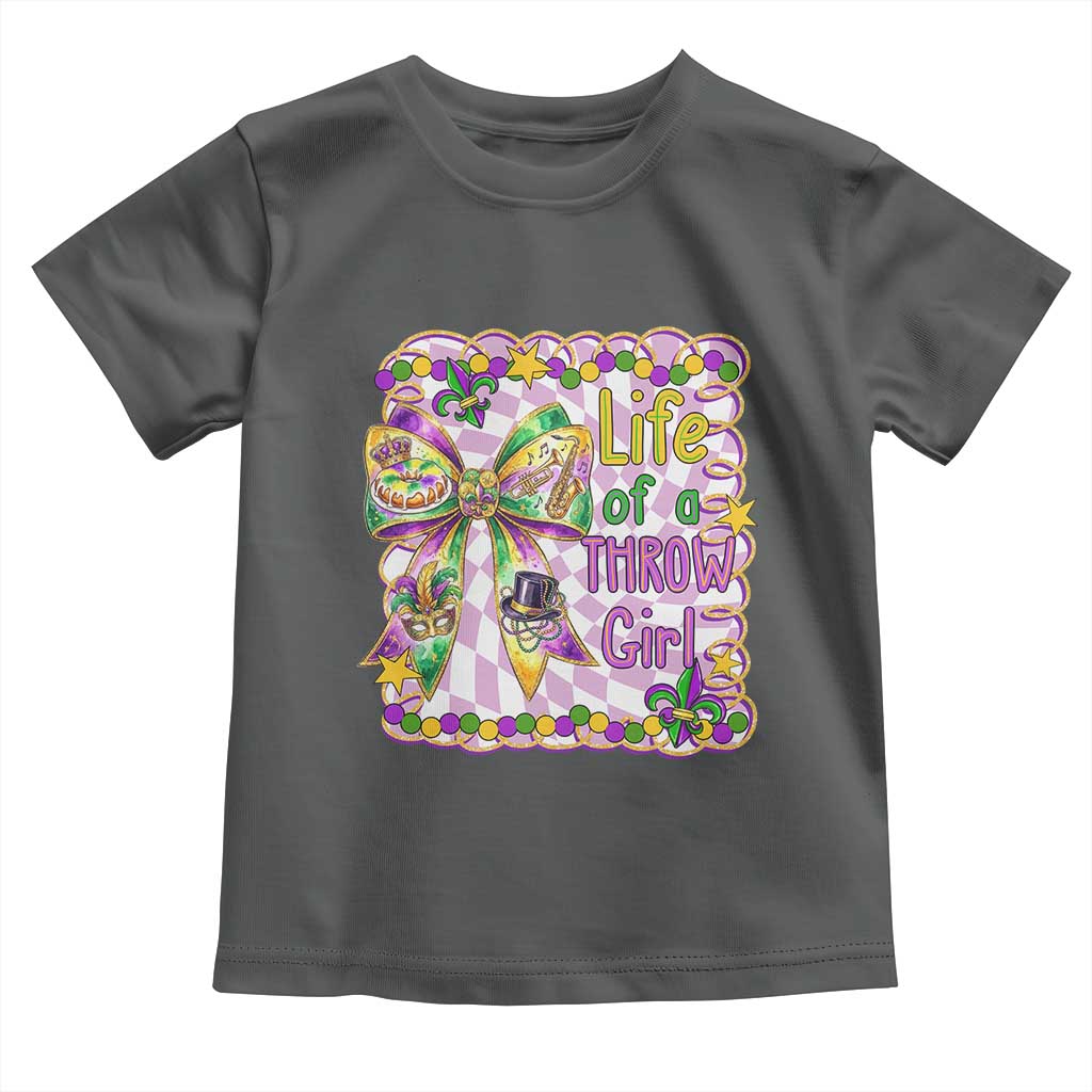 Funny Mardi Gras Throw Girl Life Toddler T Shirt Coquette Bow Carnival