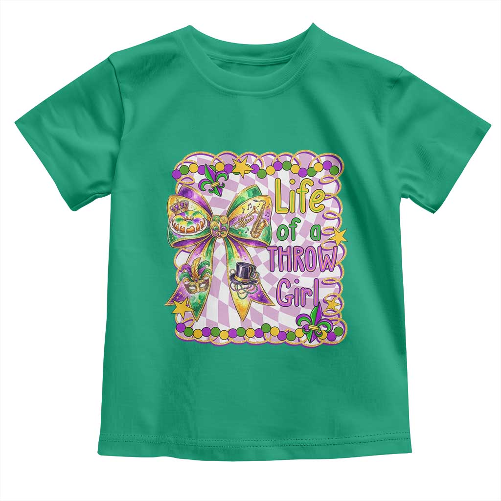 Funny Mardi Gras Throw Girl Life Toddler T Shirt Coquette Bow Carnival