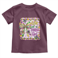 Funny Mardi Gras Throw Girl Life Toddler T Shirt Coquette Bow Carnival