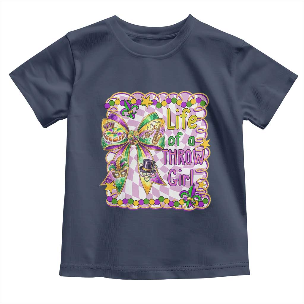 Funny Mardi Gras Throw Girl Life Toddler T Shirt Coquette Bow Carnival