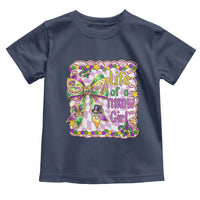 Funny Mardi Gras Throw Girl Life Toddler T Shirt Coquette Bow Carnival