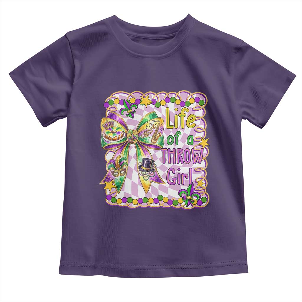 Funny Mardi Gras Throw Girl Life Toddler T Shirt Coquette Bow Carnival