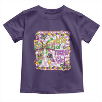 Funny Mardi Gras Throw Girl Life Toddler T Shirt Coquette Bow Carnival
