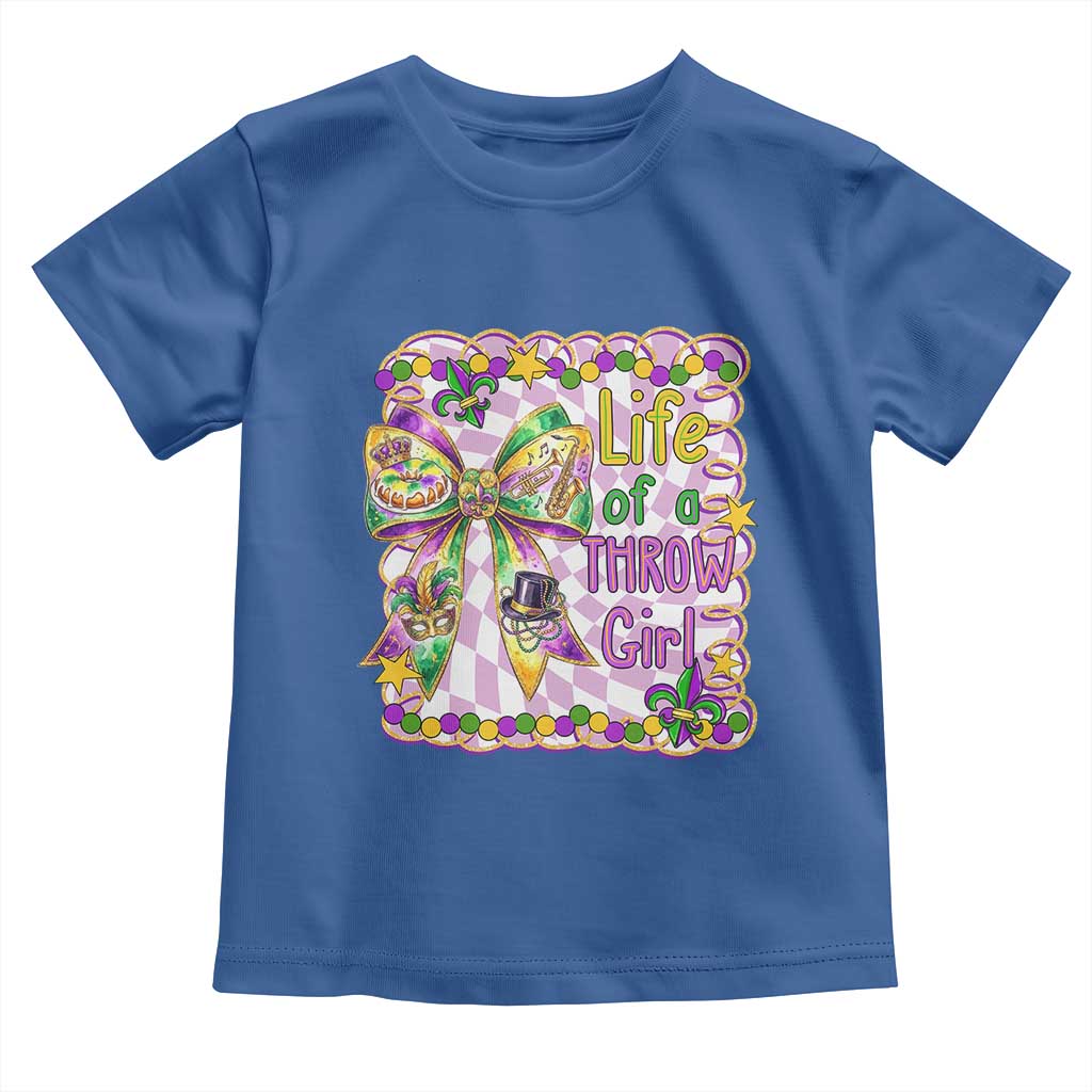 Funny Mardi Gras Throw Girl Life Toddler T Shirt Coquette Bow Carnival