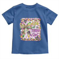 Funny Mardi Gras Throw Girl Life Toddler T Shirt Coquette Bow Carnival
