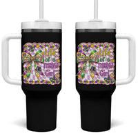 Funny Mardi Gras Throw Girl Life Tumbler With Handle Coquette Bow Carnival
