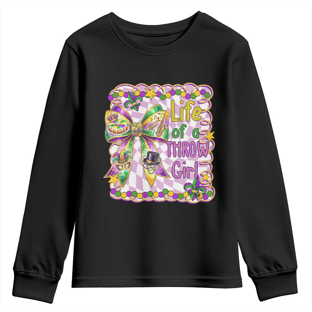 Funny Mardi Gras Throw Girl Life Youth Sweatshirt Coquette Bow Carnival