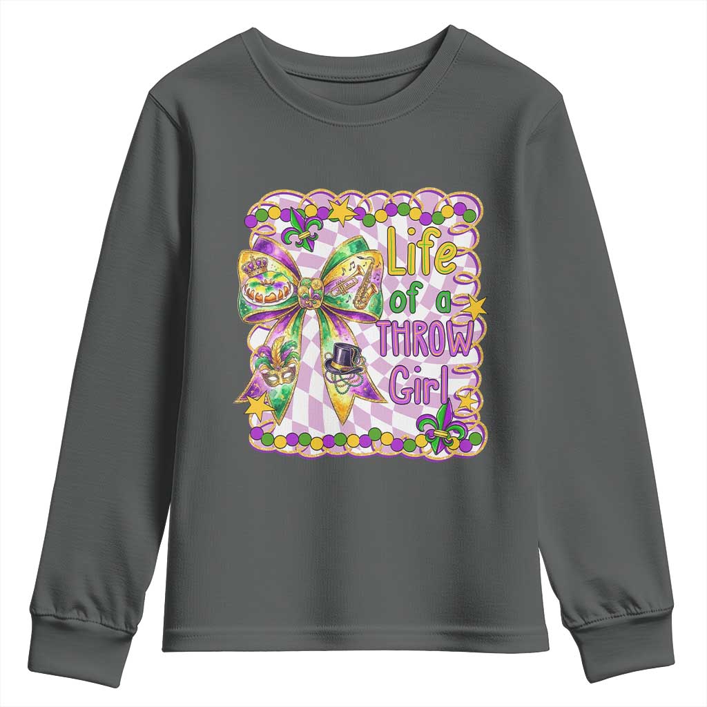 Funny Mardi Gras Throw Girl Life Youth Sweatshirt Coquette Bow Carnival