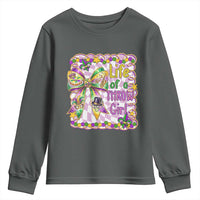 Funny Mardi Gras Throw Girl Life Youth Sweatshirt Coquette Bow Carnival