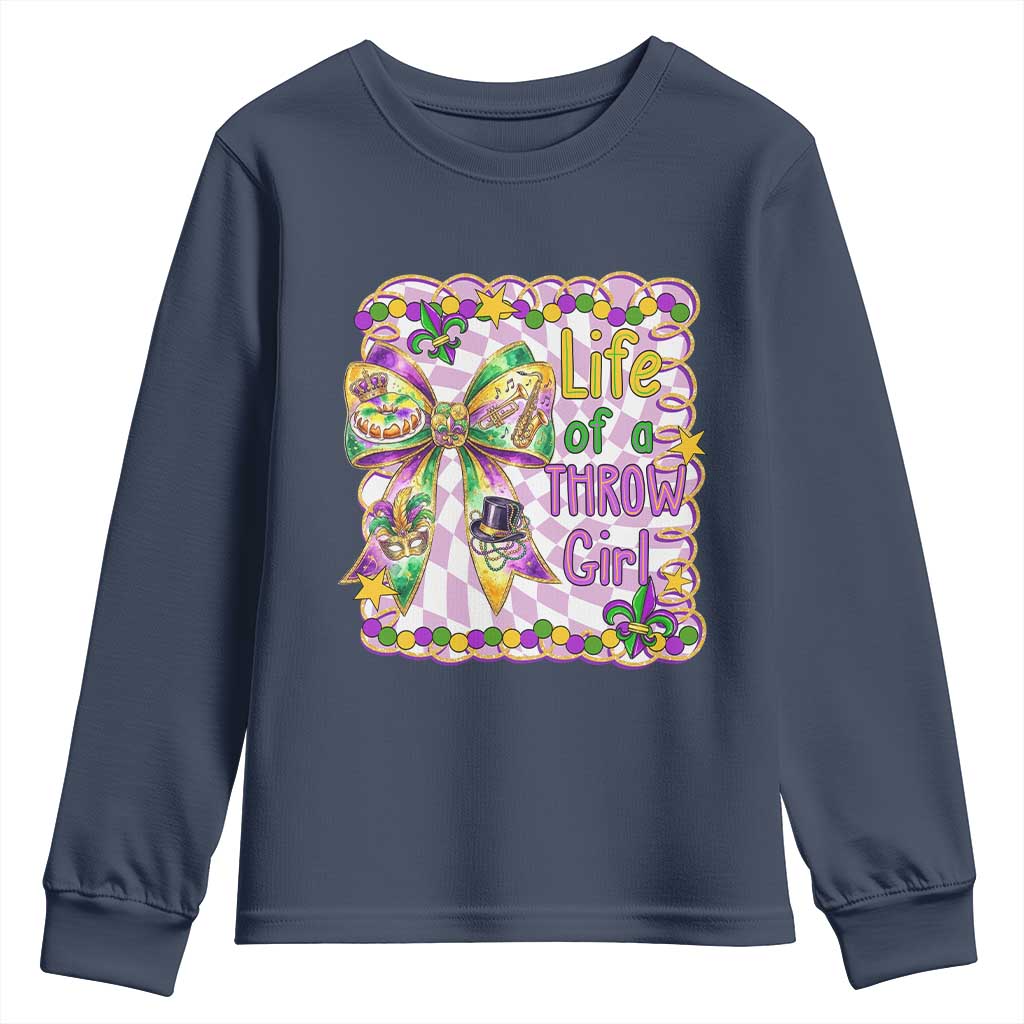 Funny Mardi Gras Throw Girl Life Youth Sweatshirt Coquette Bow Carnival