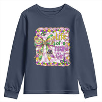 Funny Mardi Gras Throw Girl Life Youth Sweatshirt Coquette Bow Carnival