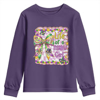 Funny Mardi Gras Throw Girl Life Youth Sweatshirt Coquette Bow Carnival