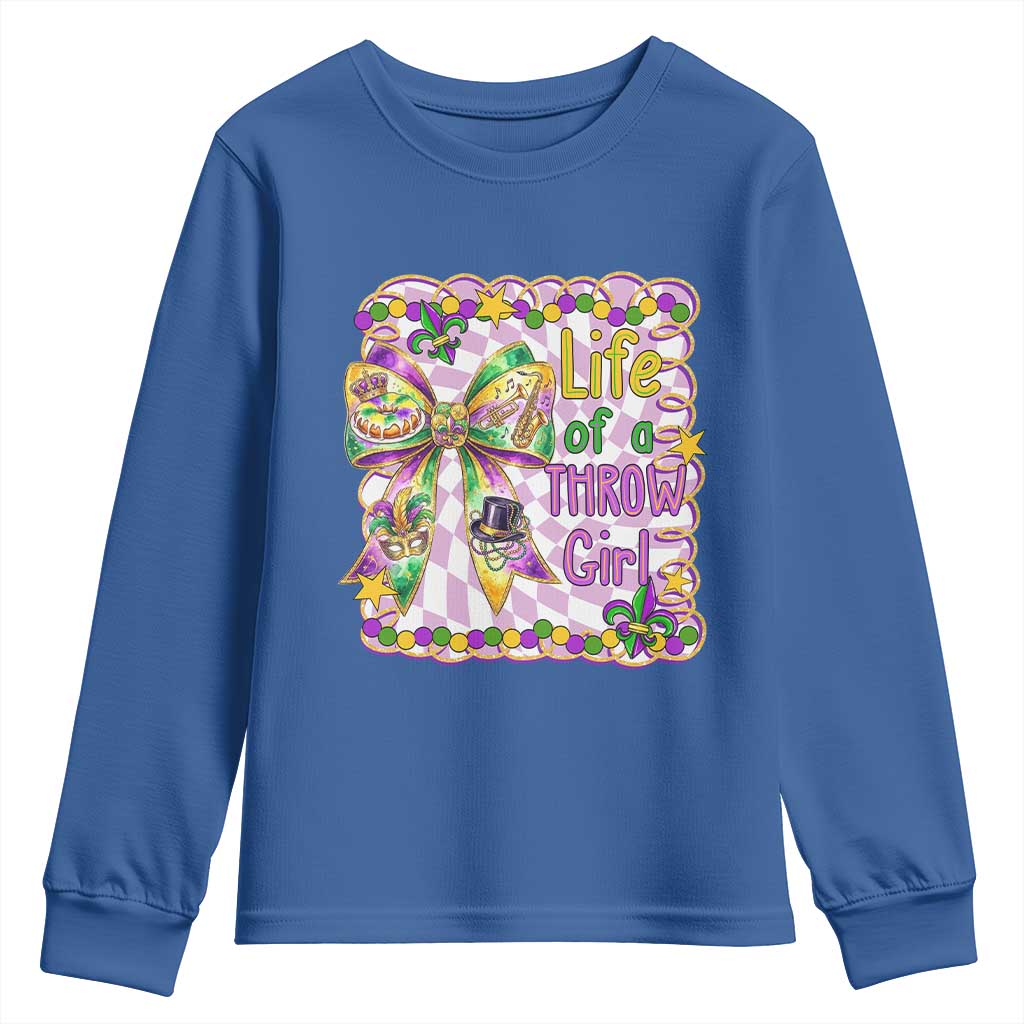 Funny Mardi Gras Throw Girl Life Youth Sweatshirt Coquette Bow Carnival