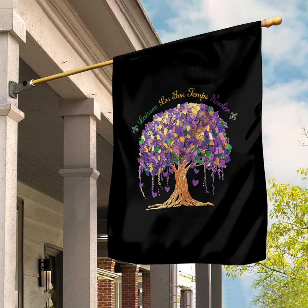 Mardi Gras Tree Brushstroke Graphic Garden Flag Laissez Les Bon Temps Rouler