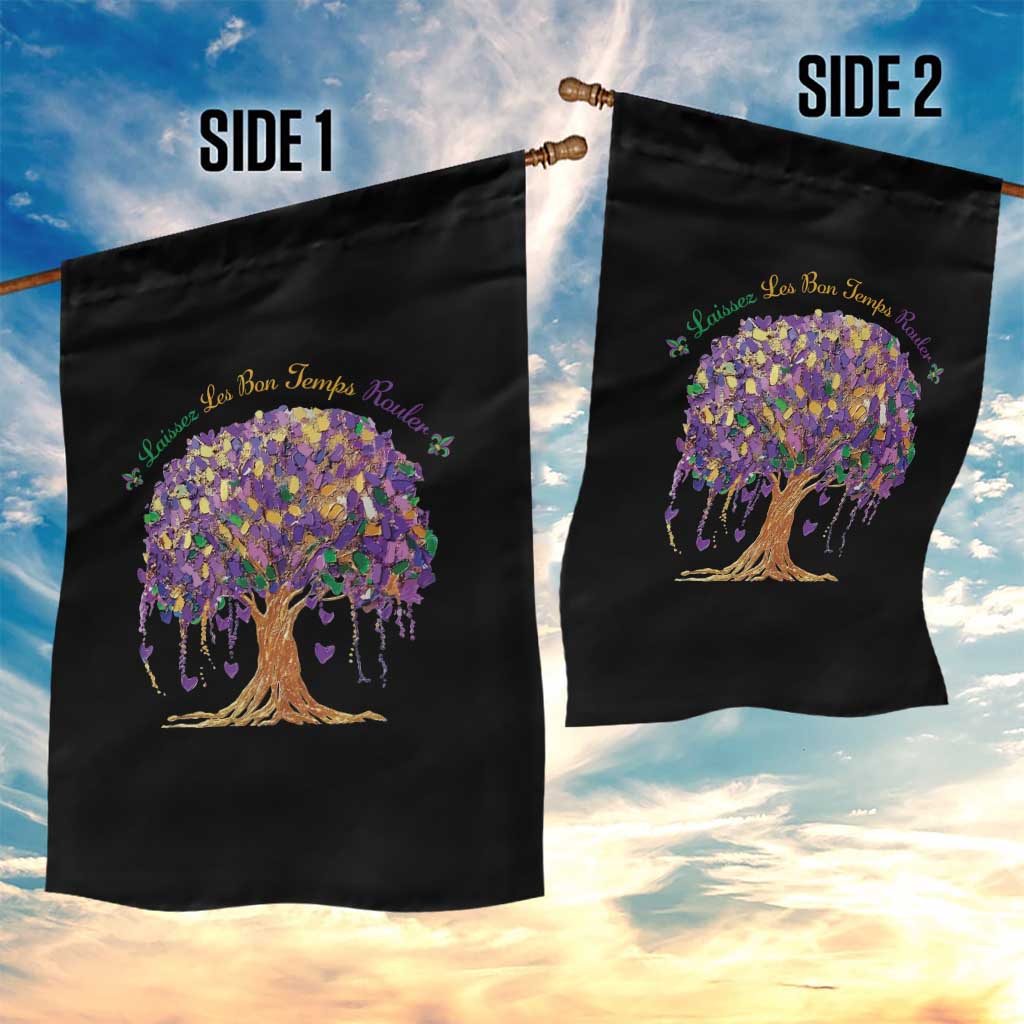 Mardi Gras Tree Brushstroke Graphic Garden Flag Laissez Les Bon Temps Rouler
