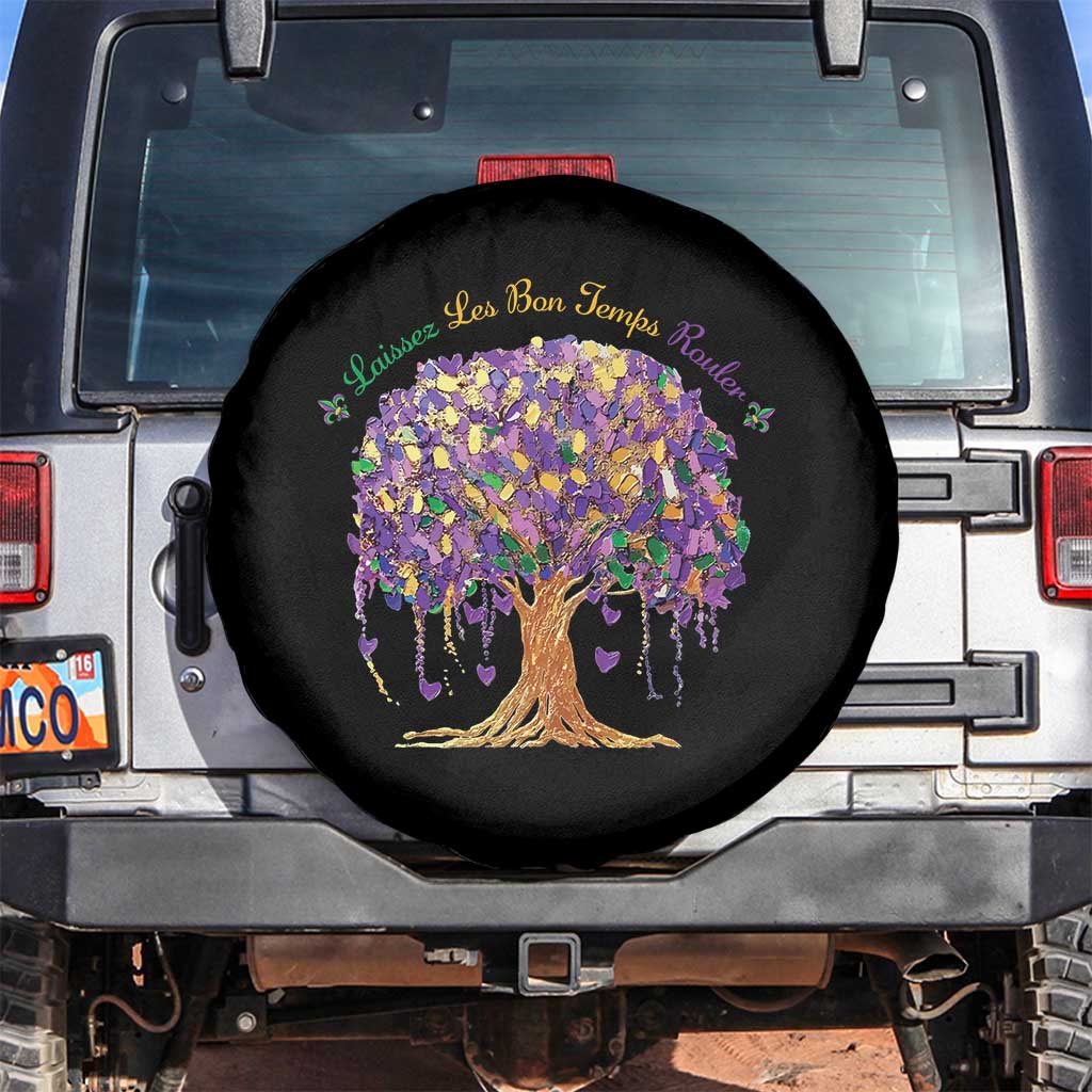 Mardi Gras Tree Brushstroke Graphic Spare Tire Cover Laissez Les Bon Temps Rouler