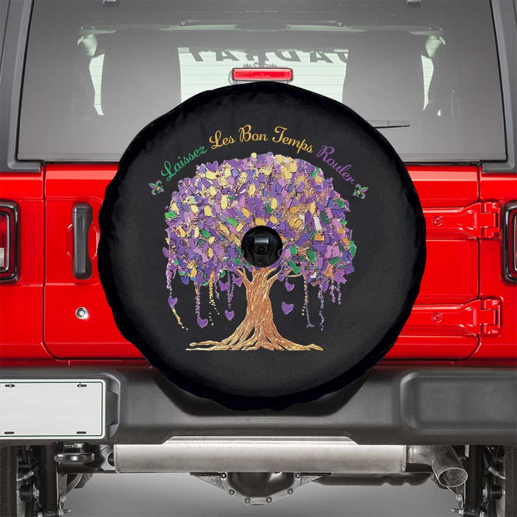 Mardi Gras Tree Brushstroke Graphic Spare Tire Cover Laissez Les Bon Temps Rouler