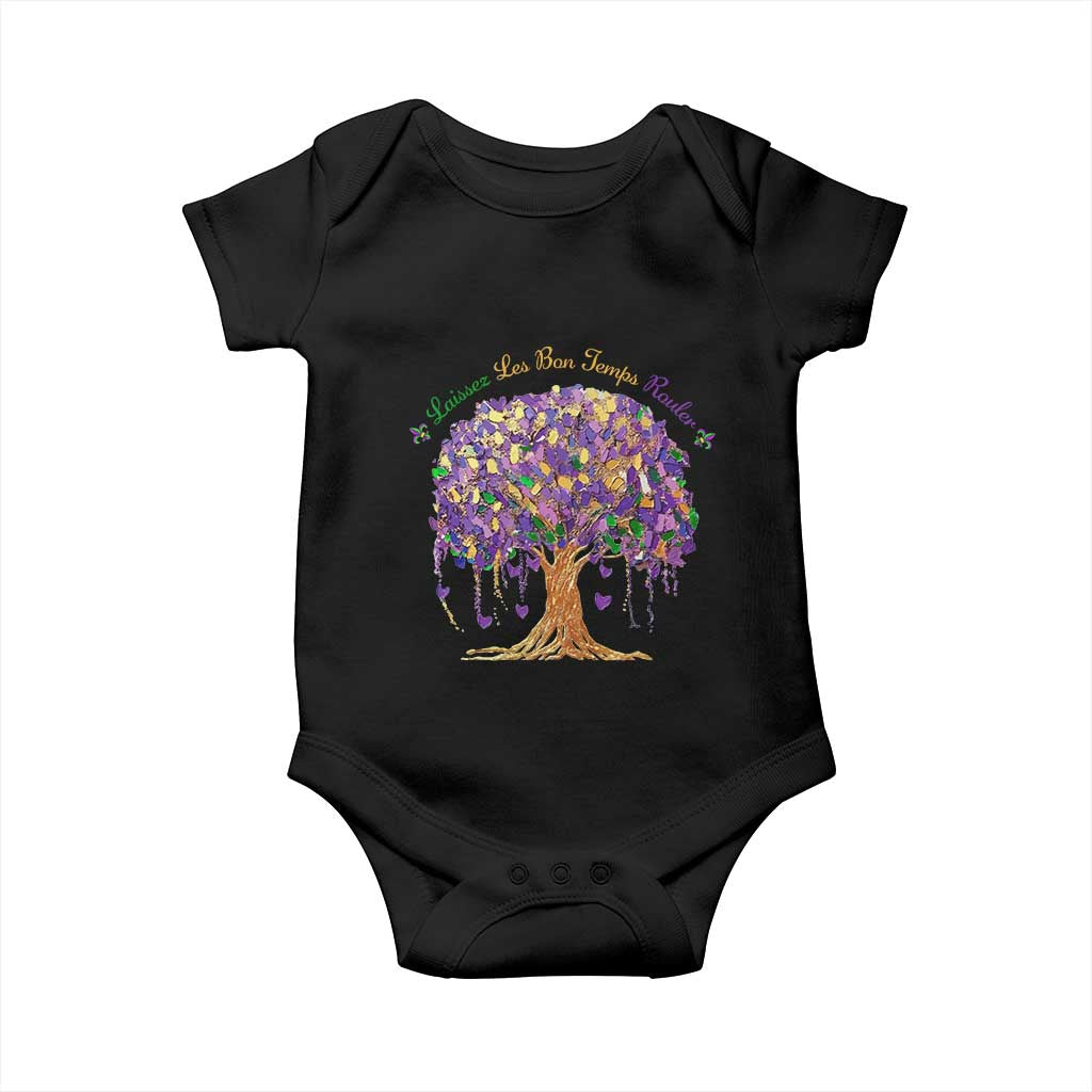 Mardi Gras Tree Brushstroke Graphic Baby Onesie Laissez Les Bon Temps Rouler