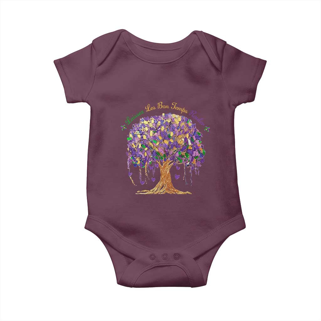Mardi Gras Tree Brushstroke Graphic Baby Onesie Laissez Les Bon Temps Rouler