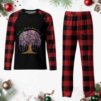 Mardi Gras Tree Brushstroke Graphic Plaid Pajama Set Laissez Les Bon Temps Rouler