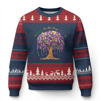 Mardi Gras Tree Brushstroke Graphic Ugly Christmas Sweater Laissez Les Bon Temps Rouler