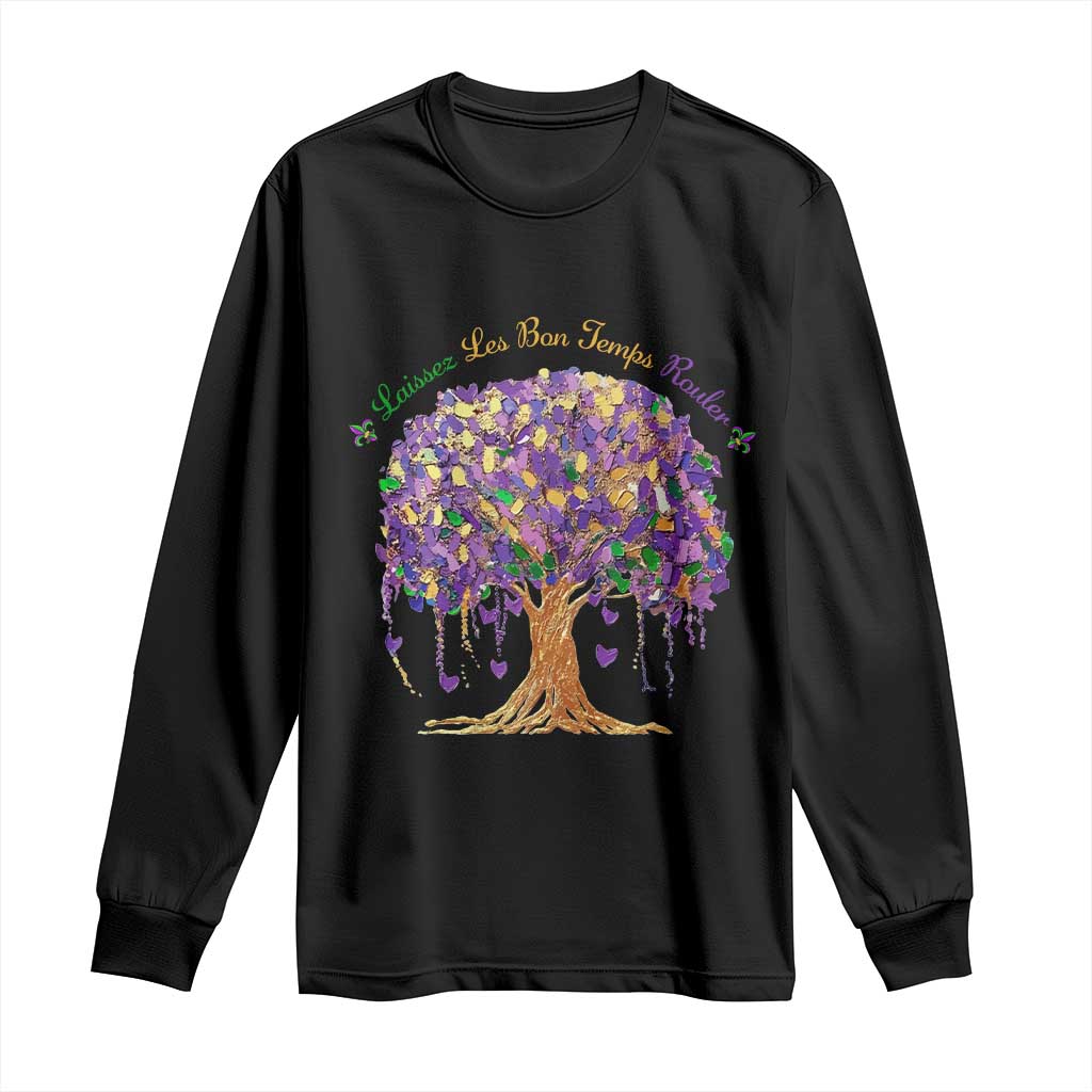 Mardi Gras Tree Brushstroke Graphic Long Sleeve Shirt Laissez Les Bon Temps Rouler