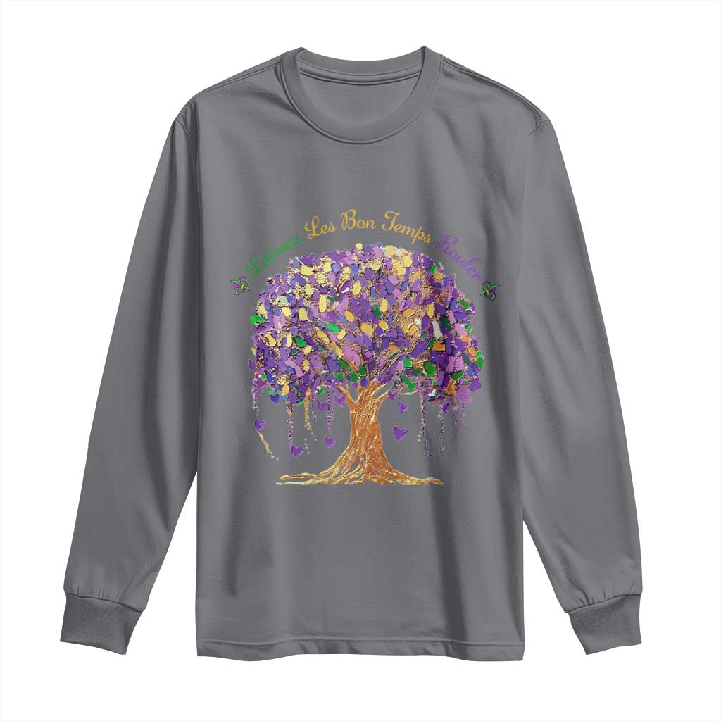 Mardi Gras Tree Brushstroke Graphic Long Sleeve Shirt Laissez Les Bon Temps Rouler