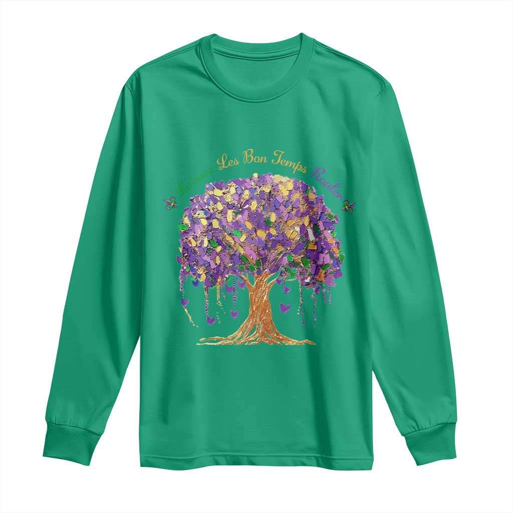 Mardi Gras Tree Brushstroke Graphic Long Sleeve Shirt Laissez Les Bon Temps Rouler