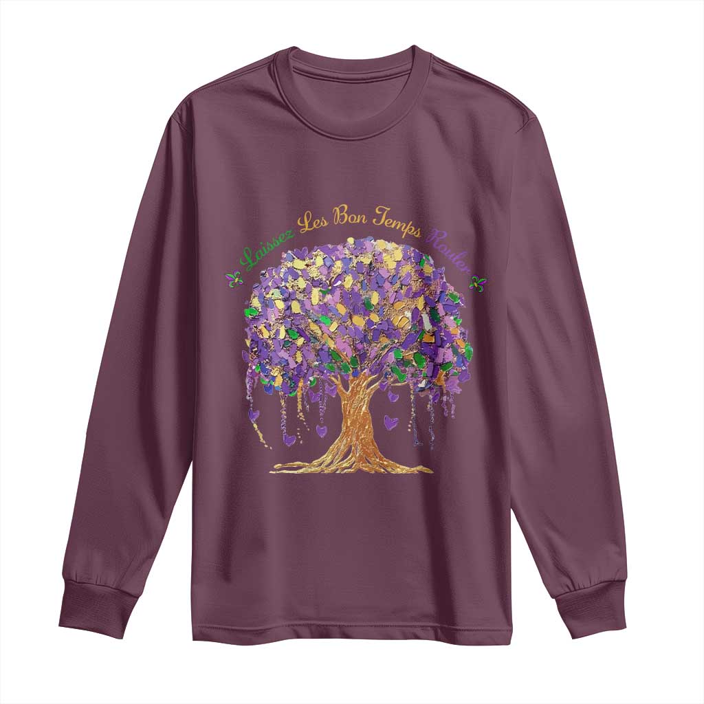 Mardi Gras Tree Brushstroke Graphic Long Sleeve Shirt Laissez Les Bon Temps Rouler