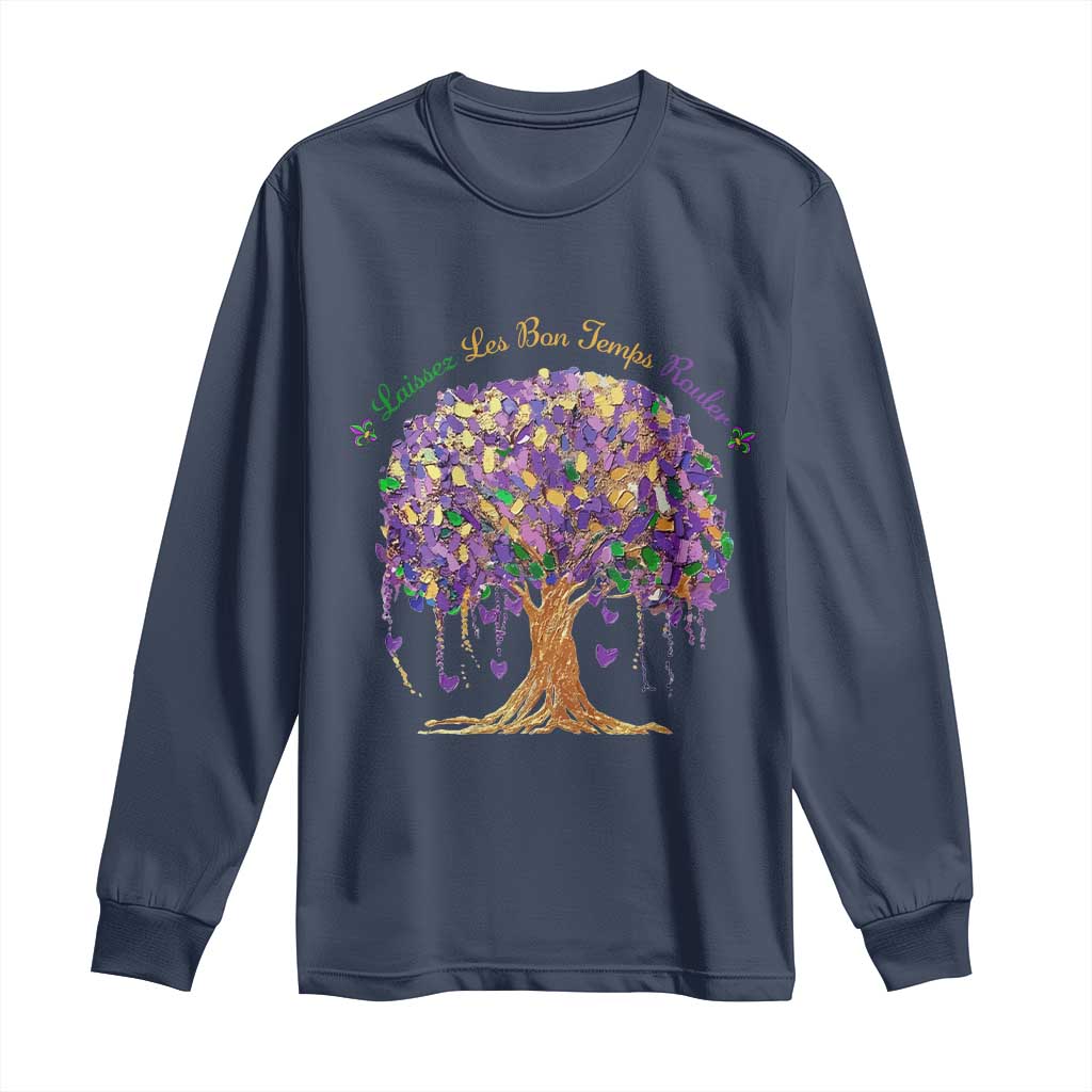 Mardi Gras Tree Brushstroke Graphic Long Sleeve Shirt Laissez Les Bon Temps Rouler