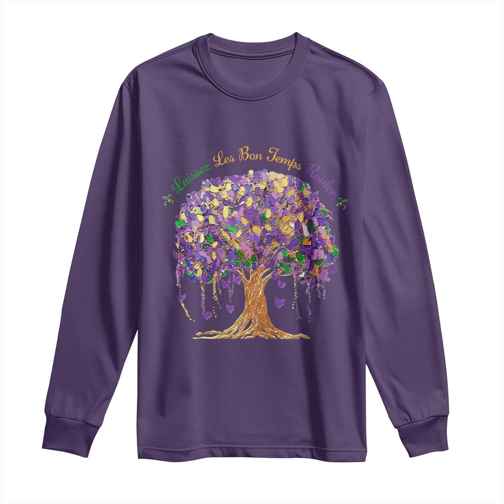 Mardi Gras Tree Brushstroke Graphic Long Sleeve Shirt Laissez Les Bon Temps Rouler