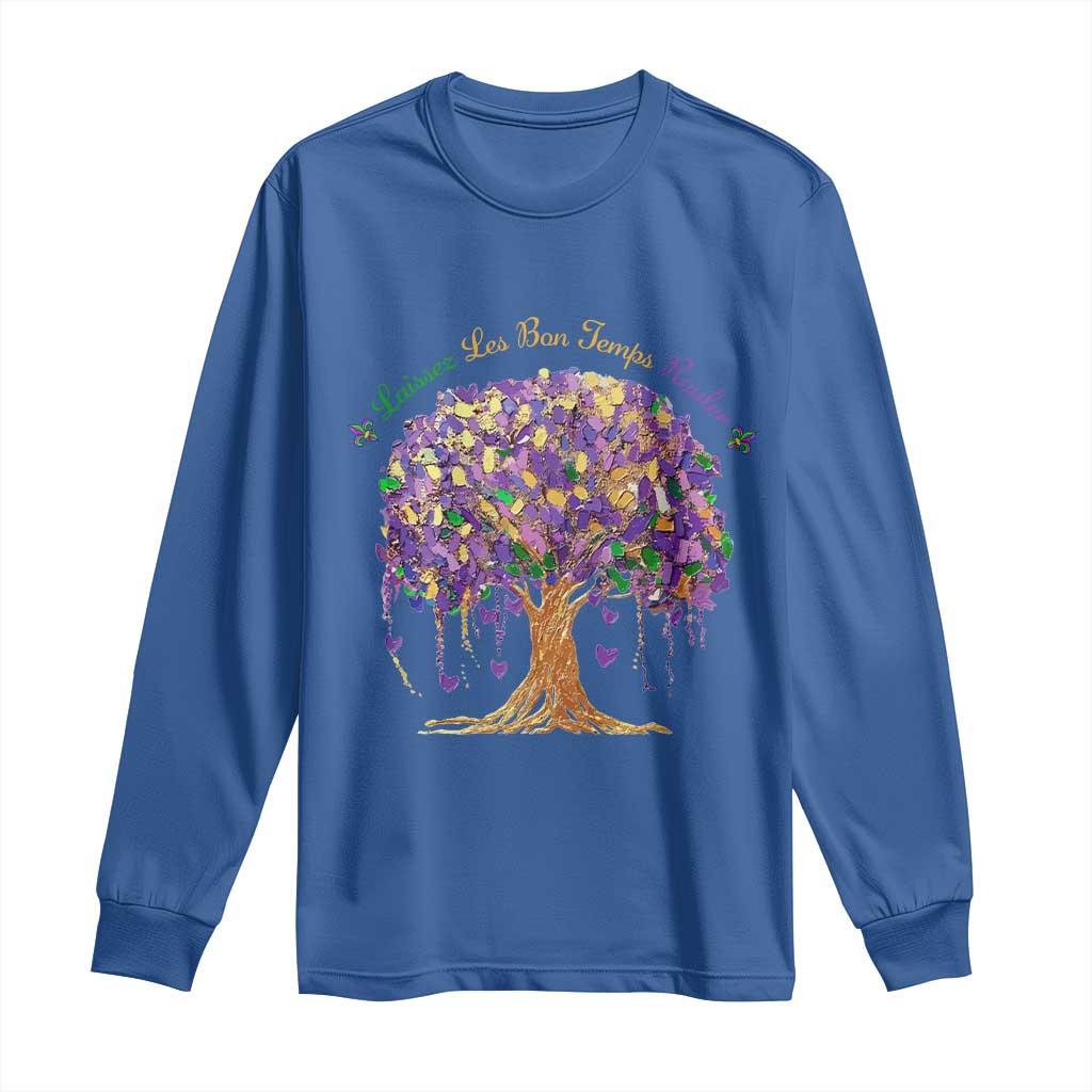 Mardi Gras Tree Brushstroke Graphic Long Sleeve Shirt Laissez Les Bon Temps Rouler