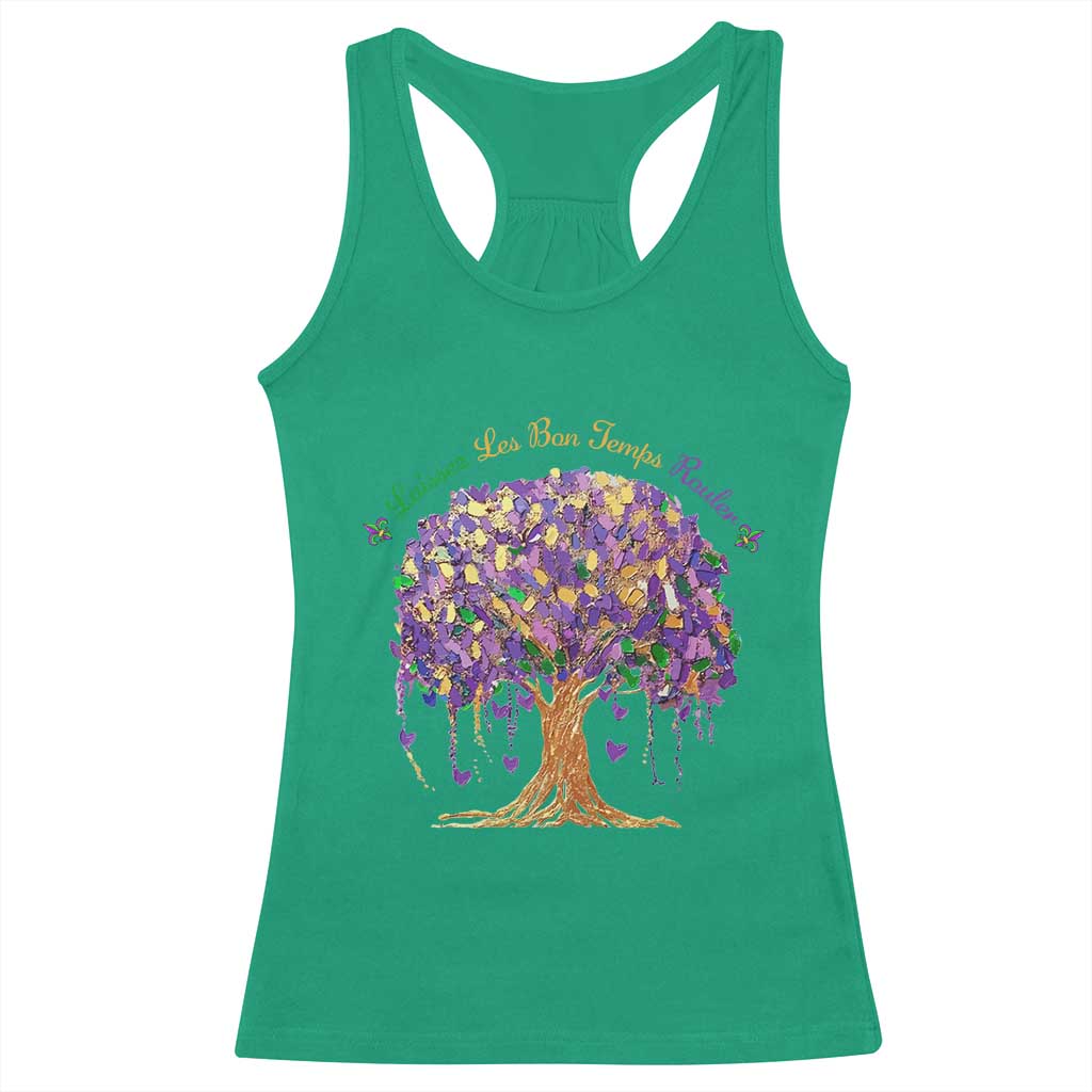 Mardi Gras Tree Brushstroke Graphic Racerback Tank Top Laissez Les Bon Temps Rouler
