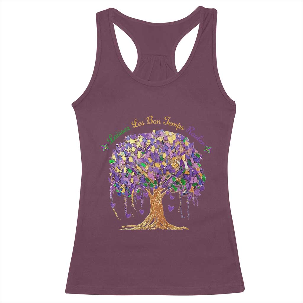 Mardi Gras Tree Brushstroke Graphic Racerback Tank Top Laissez Les Bon Temps Rouler