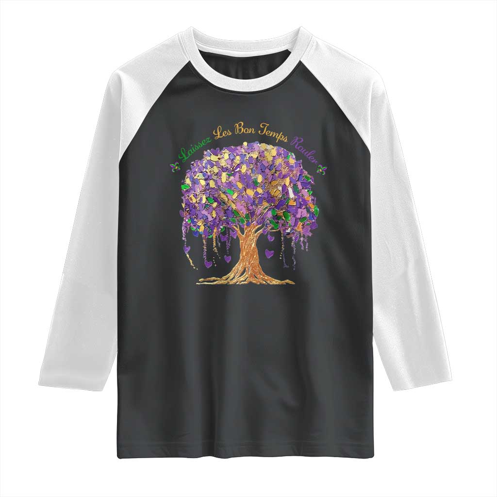 Mardi Gras Tree Brushstroke Graphic Raglan Shirt Laissez Les Bon Temps Rouler