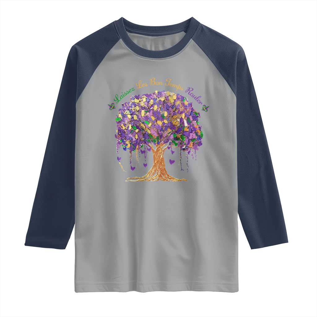 Mardi Gras Tree Brushstroke Graphic Raglan Shirt Laissez Les Bon Temps Rouler