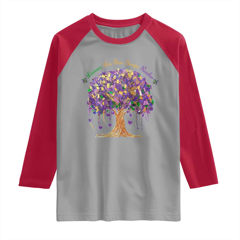 Mardi Gras Tree Brushstroke Graphic Raglan Shirt Laissez Les Bon Temps Rouler