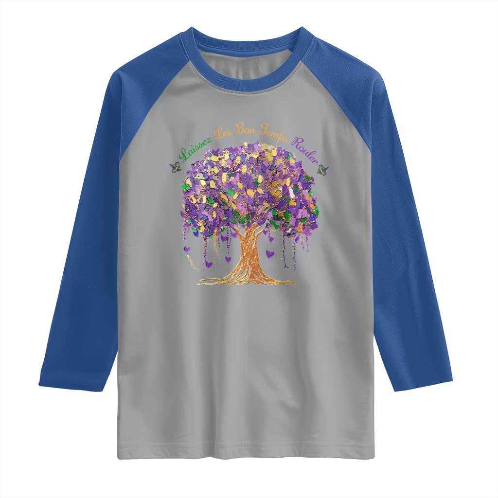 Mardi Gras Tree Brushstroke Graphic Raglan Shirt Laissez Les Bon Temps Rouler