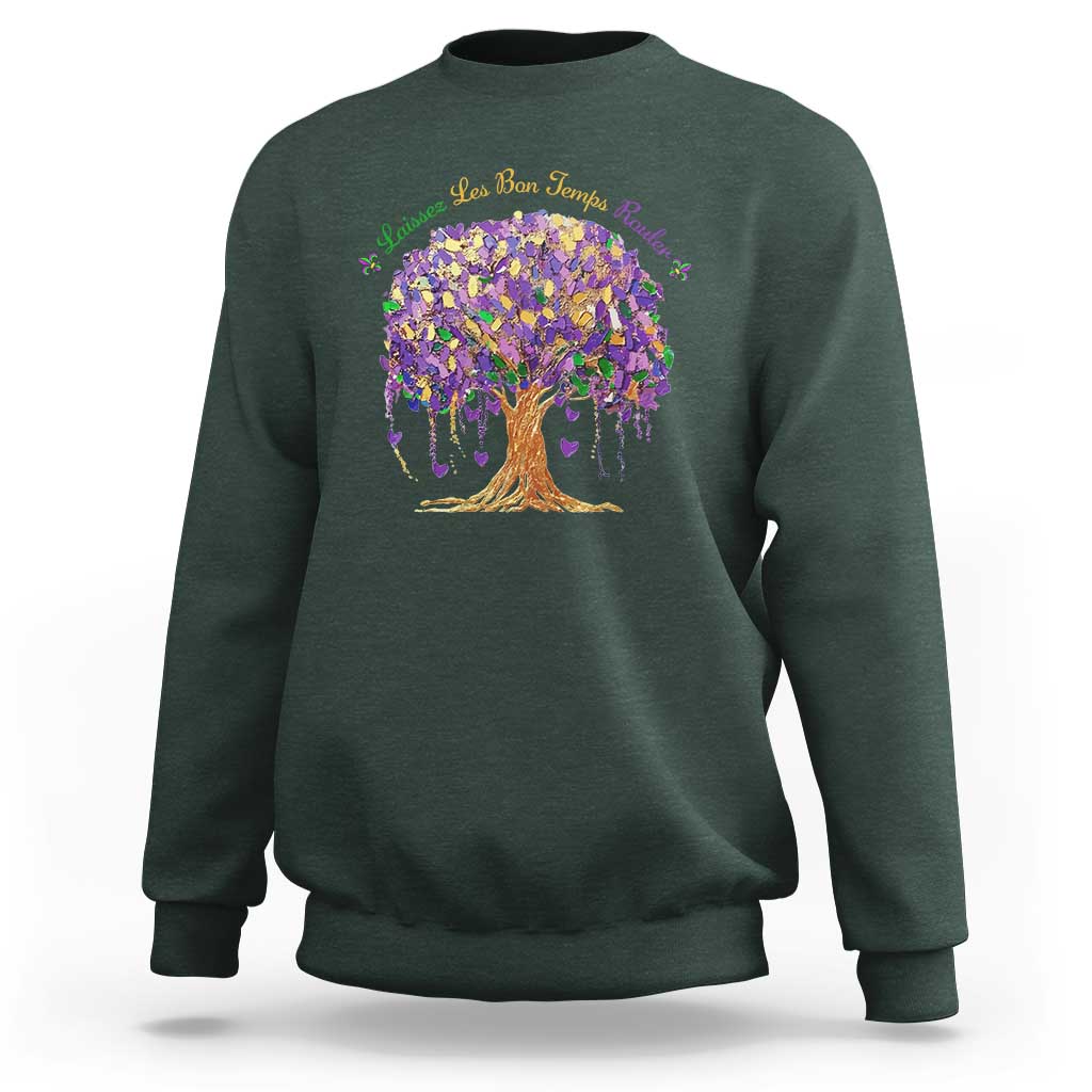 Mardi Gras Tree Brushstroke Graphic Sweatshirt Laissez Les Bon Temps Rouler