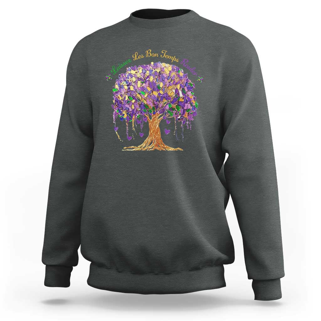 Mardi Gras Tree Brushstroke Graphic Sweatshirt Laissez Les Bon Temps Rouler