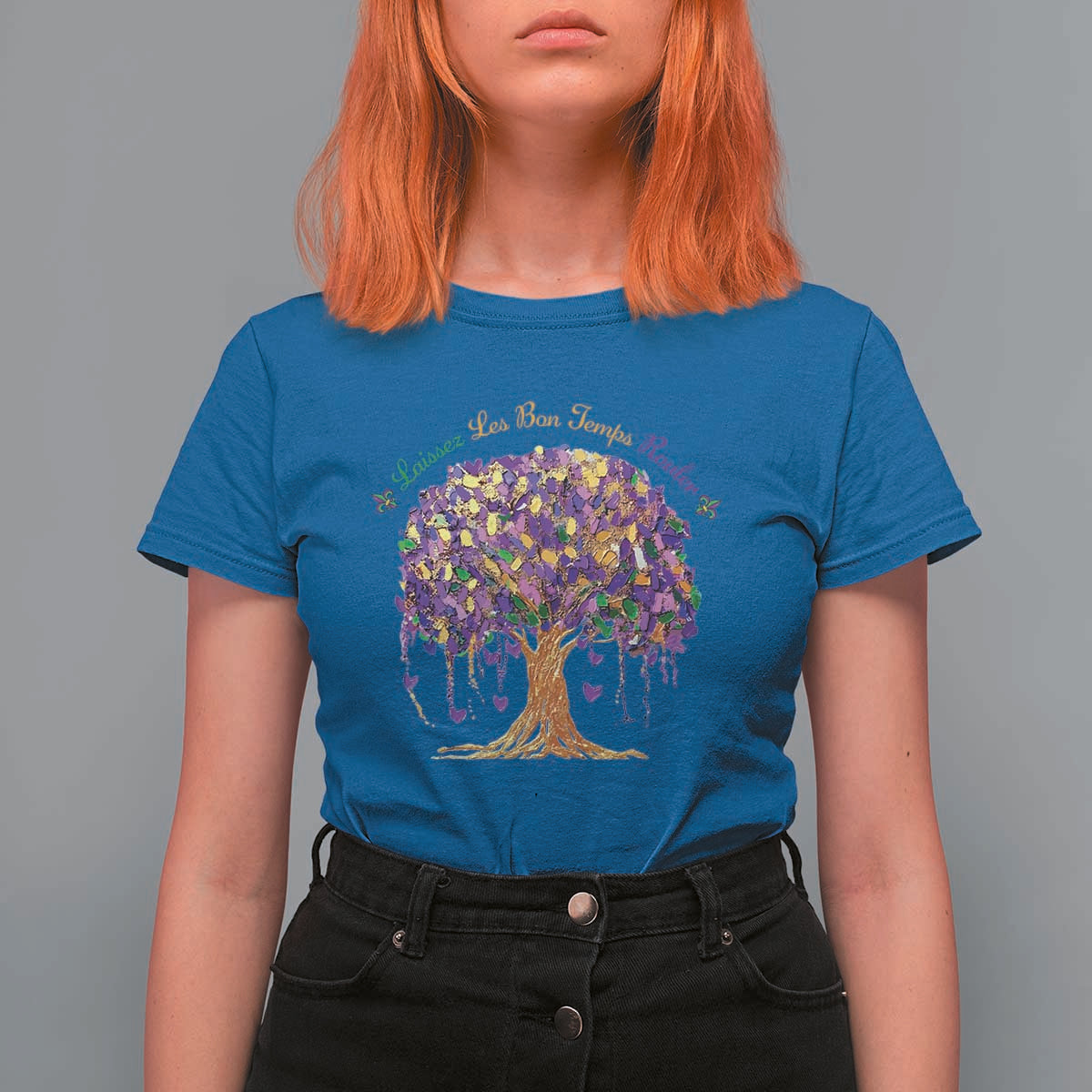 Mardi Gras Tree Brushstroke Graphic T Shirt For Women Laissez Les Bon Temps Rouler