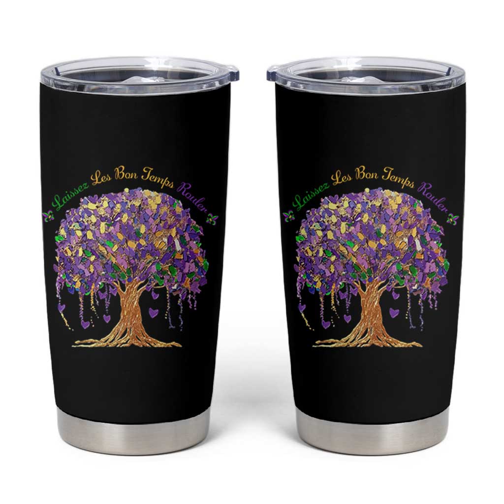 Mardi Gras Tree Brushstroke Graphic Tumbler Cup Laissez Les Bon Temps Rouler