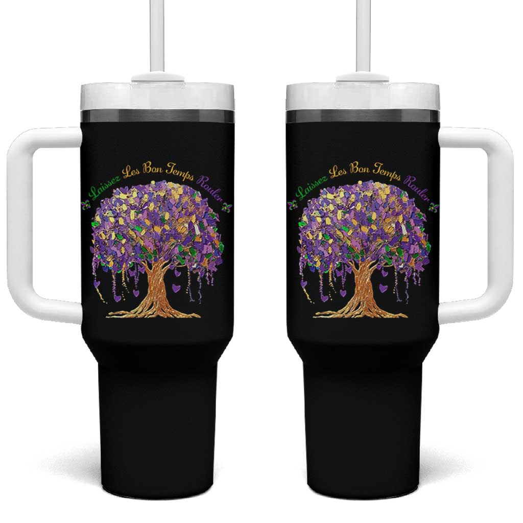 Mardi Gras Tree Brushstroke Graphic Tumbler With Handle Laissez Les Bon Temps Rouler