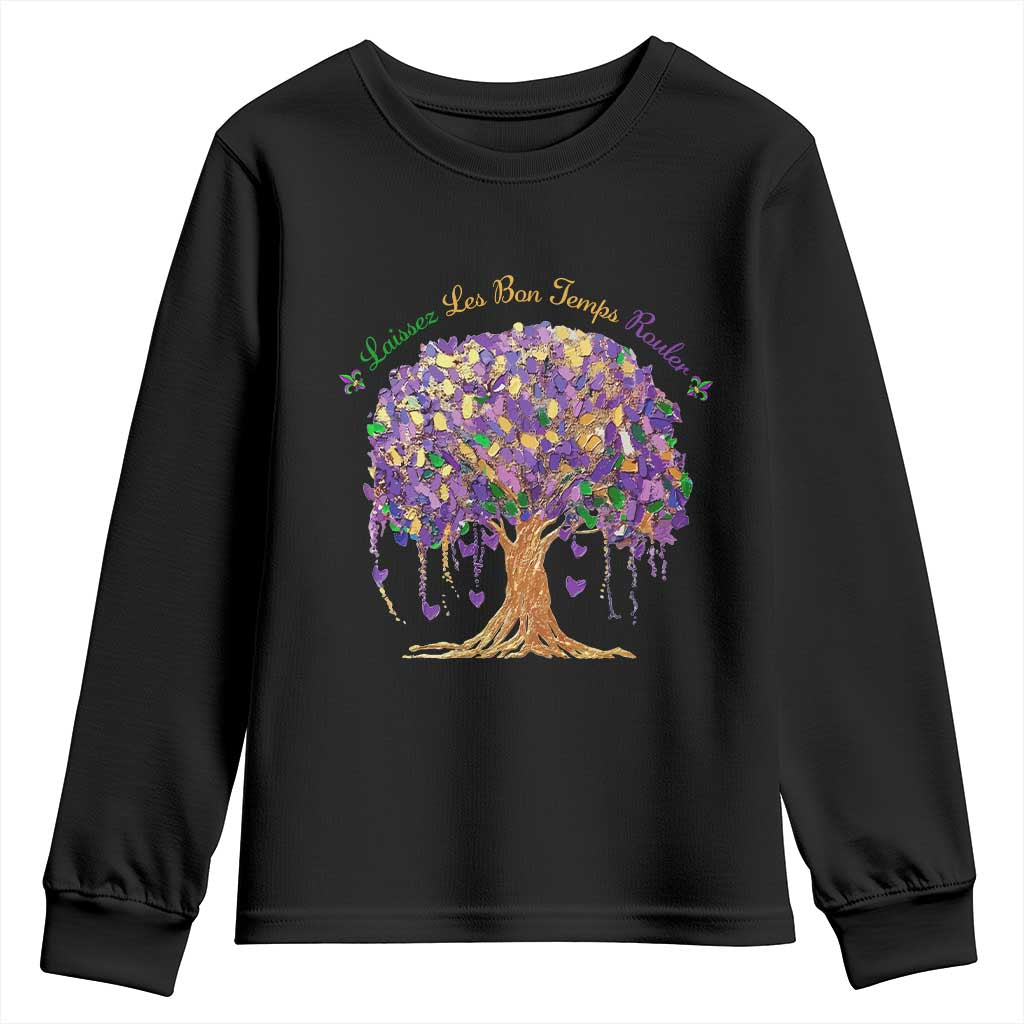 Mardi Gras Tree Brushstroke Graphic Youth Sweatshirt Laissez Les Bon Temps Rouler