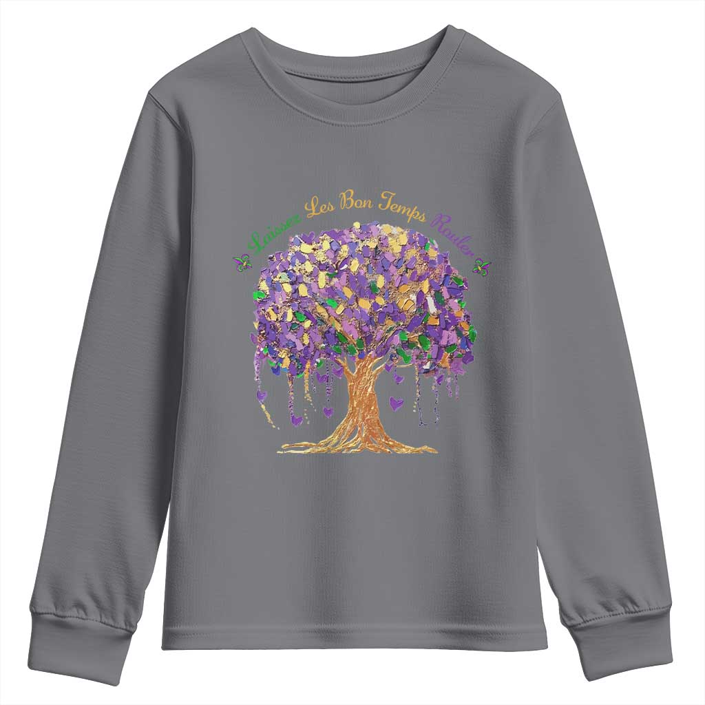 Mardi Gras Tree Brushstroke Graphic Youth Sweatshirt Laissez Les Bon Temps Rouler