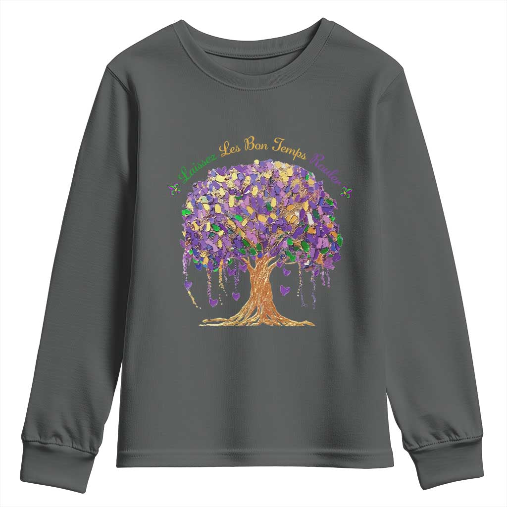 Mardi Gras Tree Brushstroke Graphic Youth Sweatshirt Laissez Les Bon Temps Rouler